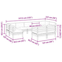 Set Divani Giardino 9 pz con Cuscini Marrone Cera Massello Pino 3299633