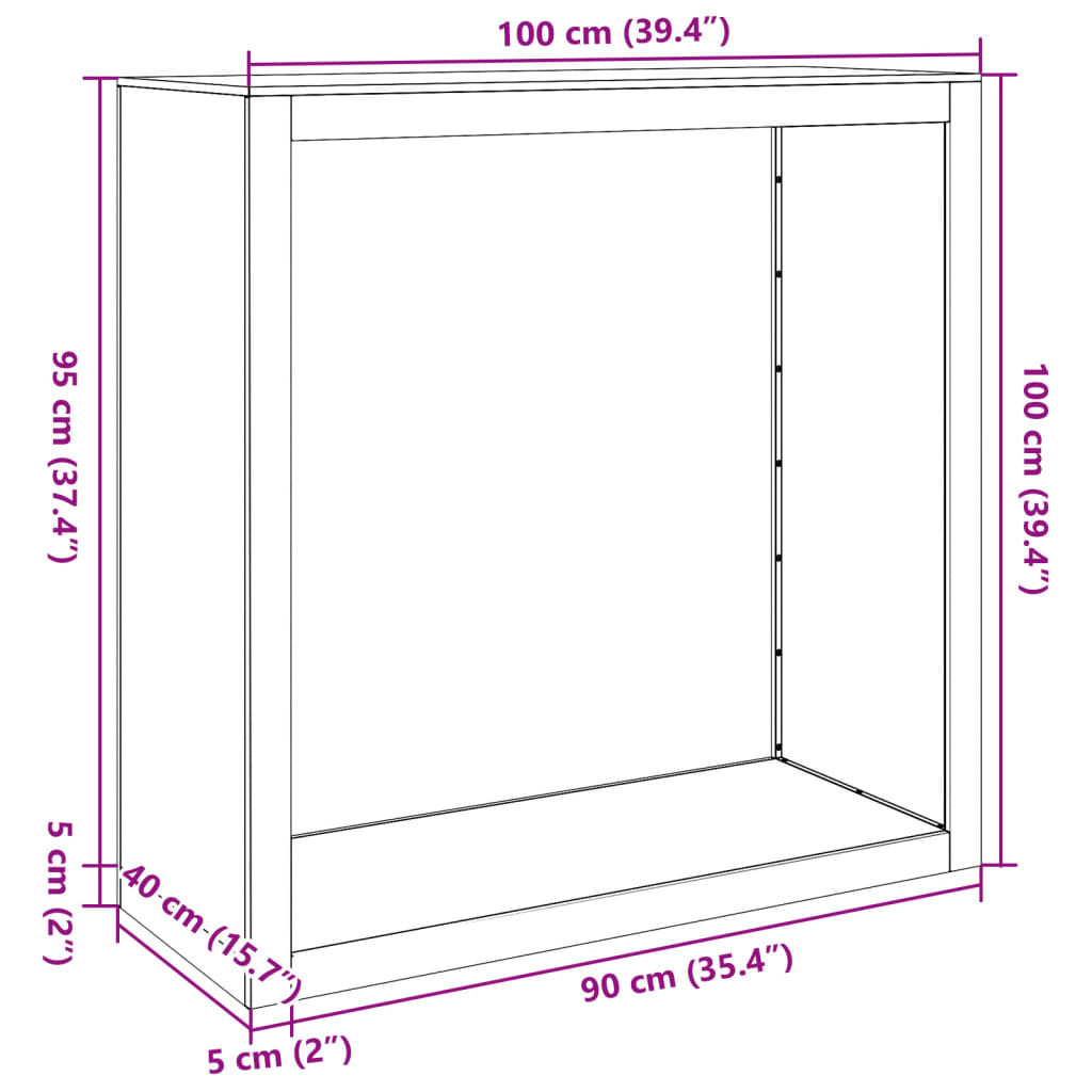 Rastrelliera per Legna da Ardere Nera 100x40x100 cm in Acciaio 850968