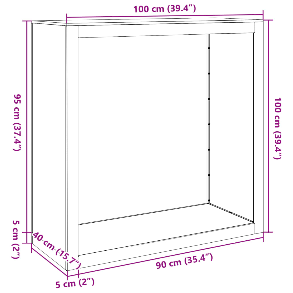 Rastrelliera per Legna da Ardere Antracite 100x40x100cm Acciaio 850970