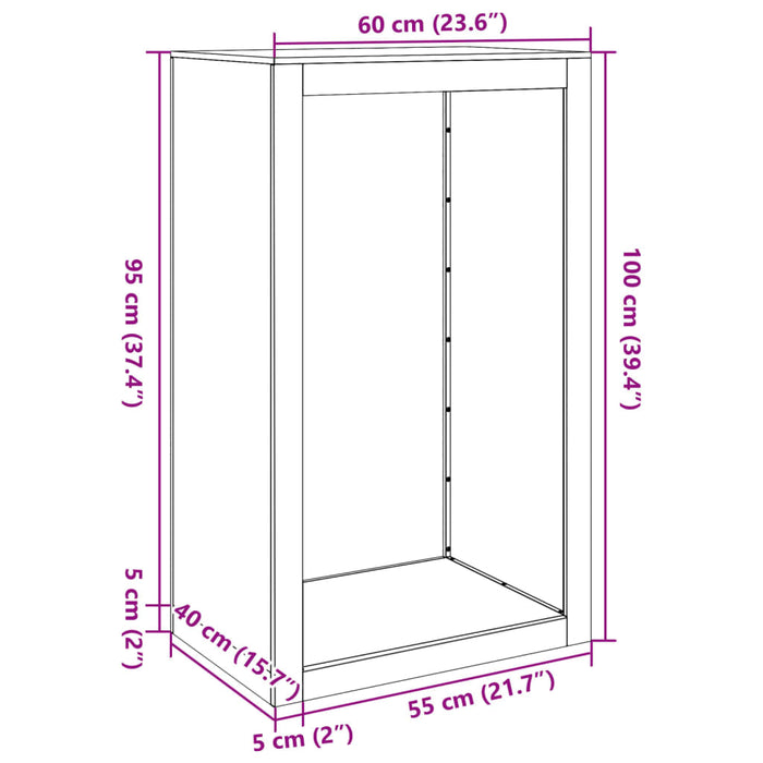 Rastrelliera per Legna da Ardere Nera 60x40x100 cm in Acciaio 850989