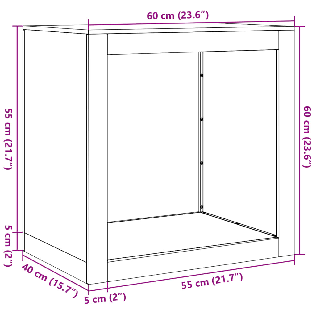 Rastrelliera per Legna da Ardere 60x40x60 cm in Acciaio Inox 851007