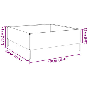 Fioriera Rialzata da Giardino Antracite 100x100x25 cm Acciaio 851033