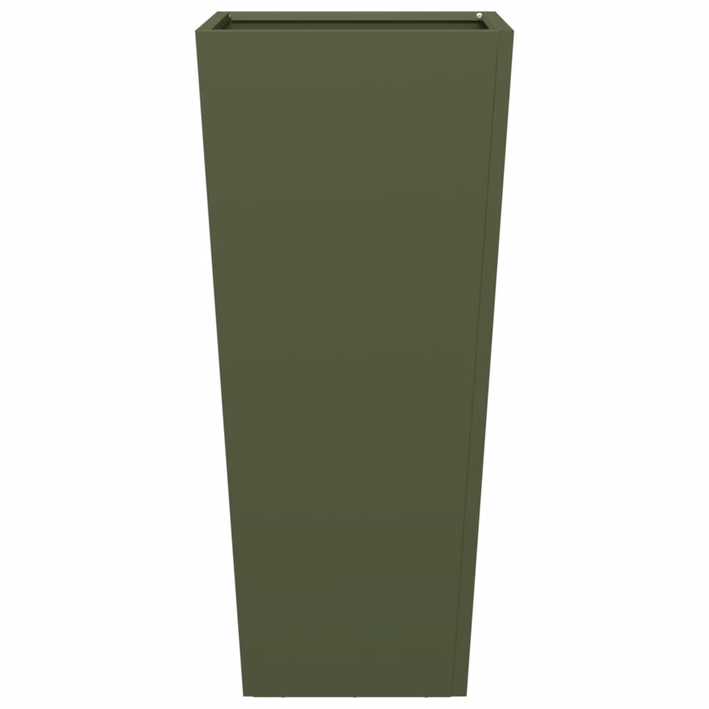 Fioriere da Giardino 2 pz Verde Oliva 35x35x75 cm in Acciaio 851087