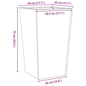 Fioriera da Giardino Nera 45x45x75 cm in Acciaio 851094