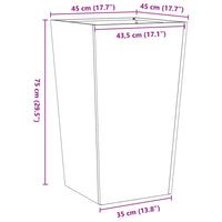 Fioriera da Giardino Antracite 45x45x75 cm in Acciaio 851098