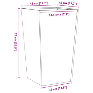 Fioriera da Giardino Antracite 45x45x75 cm in Acciaio 851098