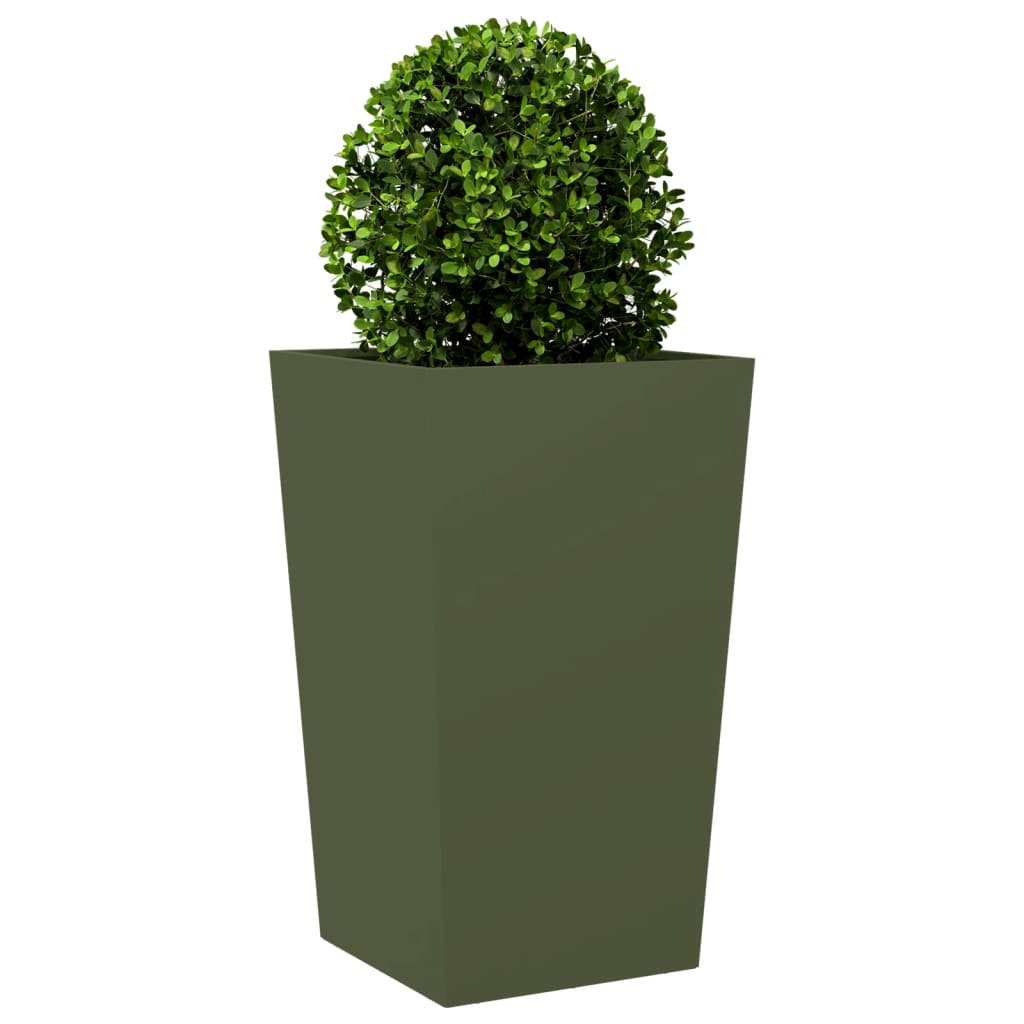 Fioriera da Giardino Verde Oliva 45x45x75 cm in Acciaio 851100