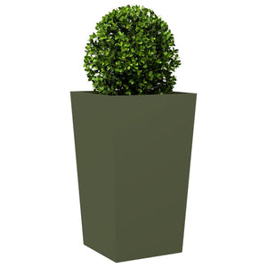 Fioriera da Giardino Verde Oliva 45x45x75 cm in Acciaio 851100