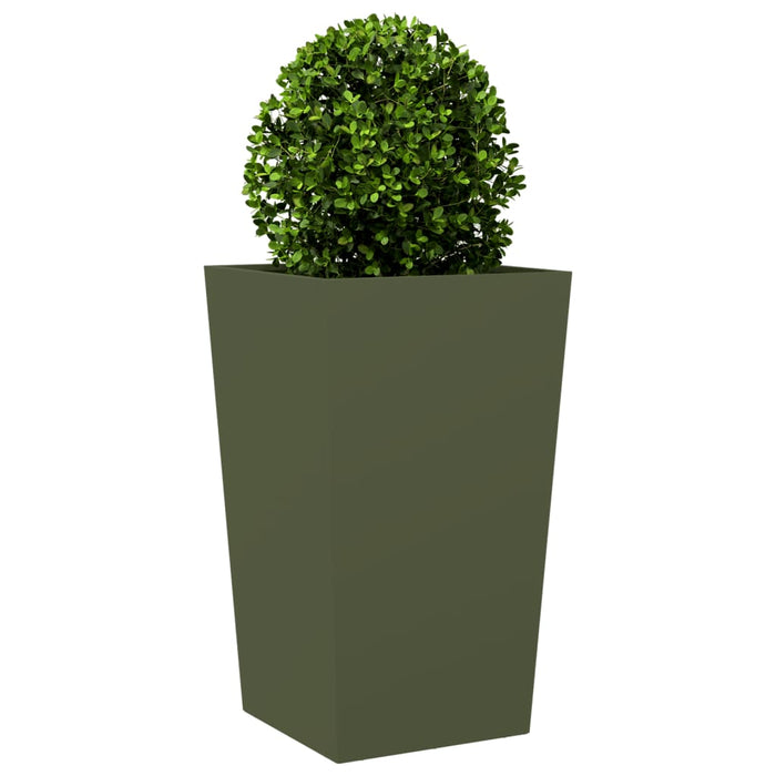 Fioriere da Giardino 2 pz Verde Oliva 45x45x75 cm in Acciaio 851101