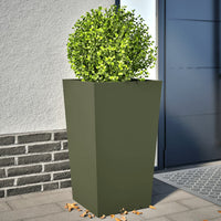 Fioriere da Giardino 2 pz Verde Oliva 45x45x75 cm in Acciaio 851101