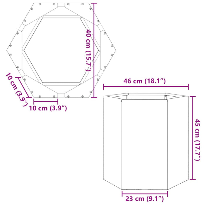 Fioriera da Giardino Verde Oliva Esagono 46x40x45 cm Acciaio 851114