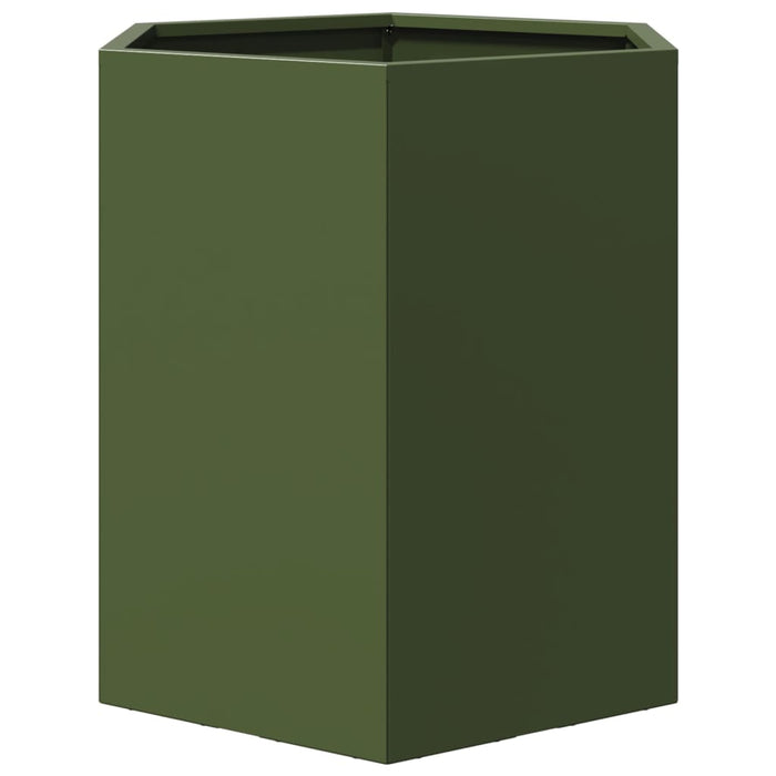 Fioriere 2 pz Verde Oliva Esagono 46x40x45 cm in Acciaio 851115