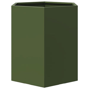 Fioriere 2 pz Verde Oliva Esagono 46x40x45 cm in Acciaio 851115