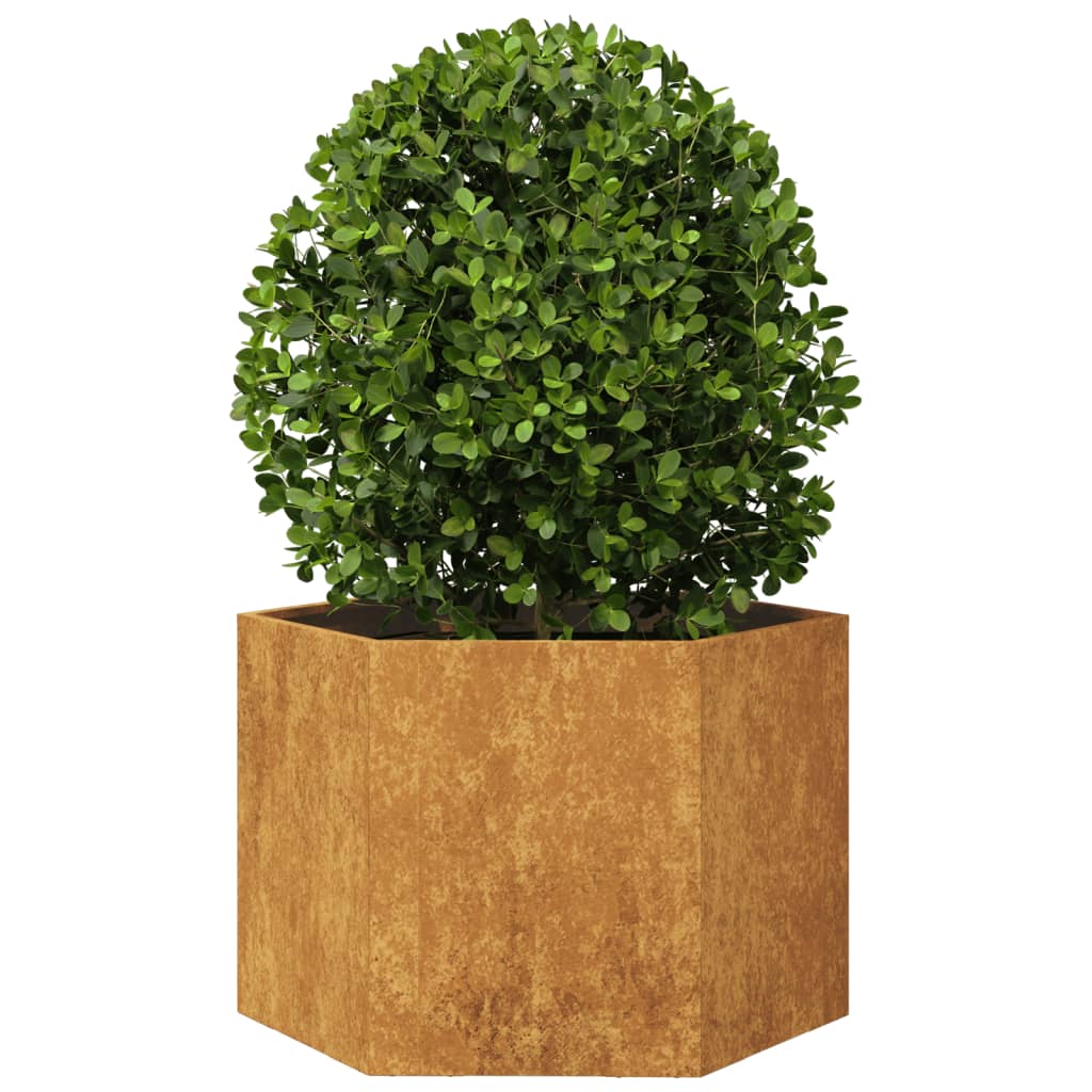 Fioriera da Giardino Esagono 69x60x45 cm in Acciaio Corten 851128