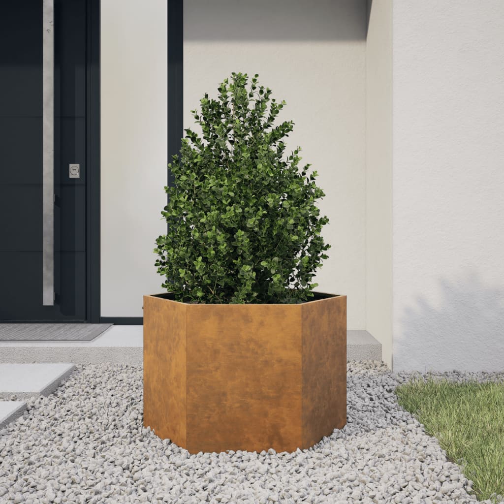 Fioriera da Giardino Esagono 69x60x45 cm in Acciaio Corten 851128