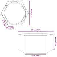 Fioriera da Giardino Nera Esagono 104x90x45 cm in Acciaio 851129