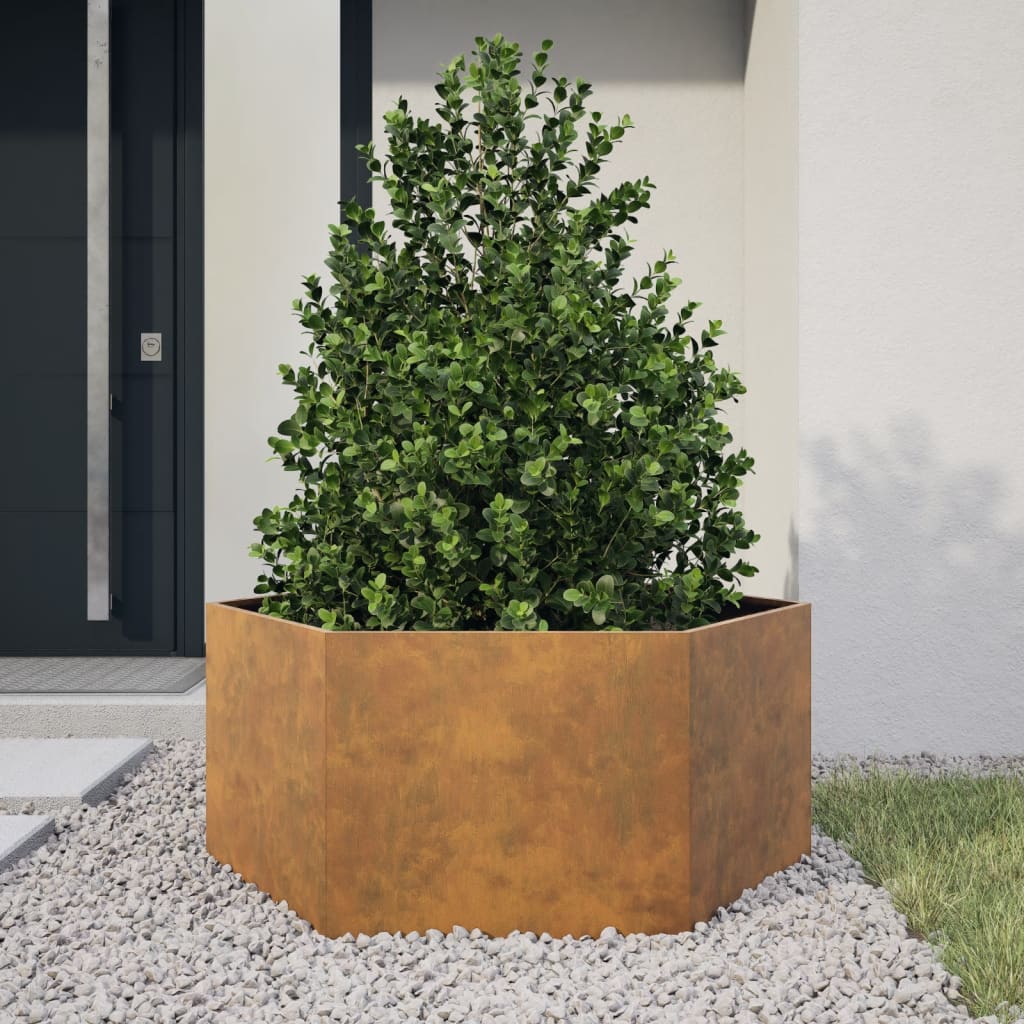 Fioriera da Giardino Esagono 104x90x45 cm in acciaio corten 851135