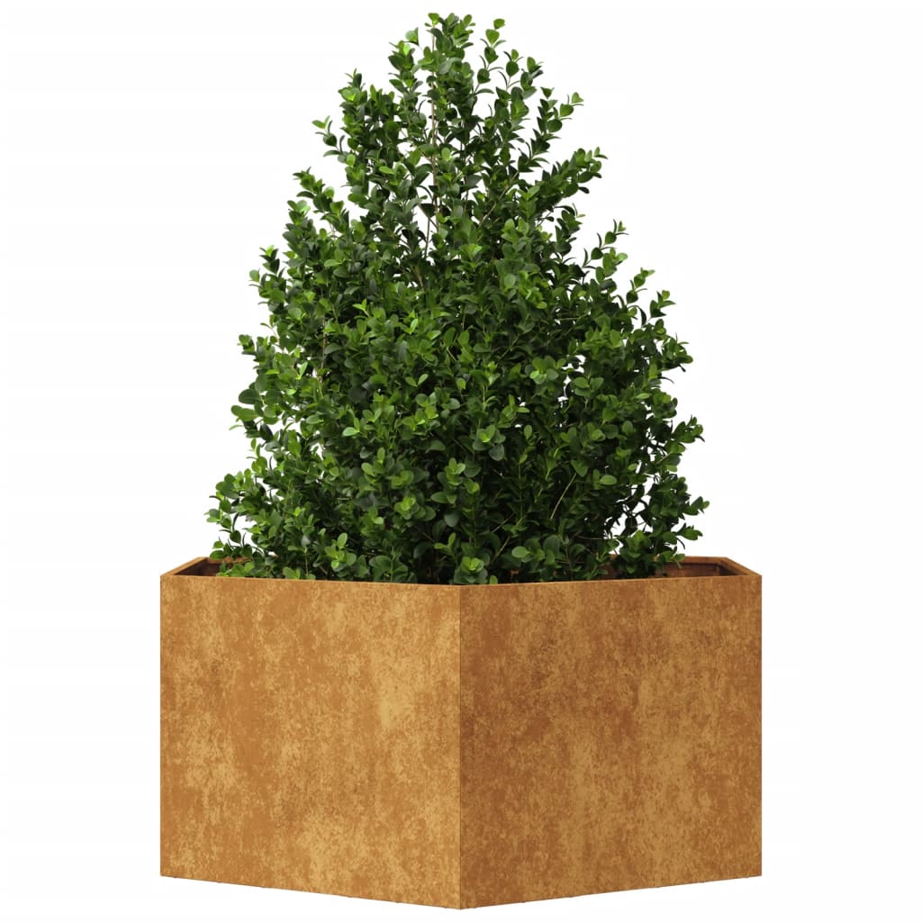 Fioriera da Giardino Esagono 104x90x45 cm in acciaio corten 851135