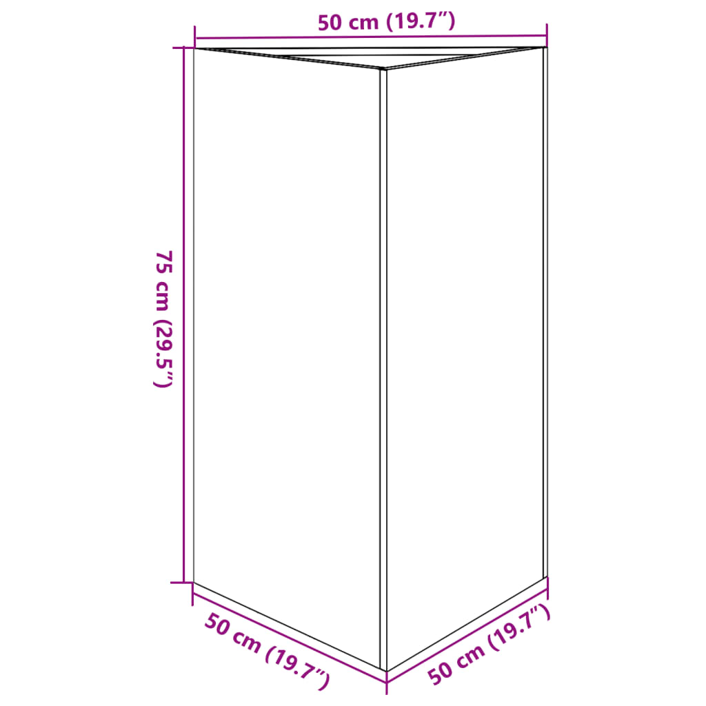 Fioriera da Giardino Bianca Triangolare 50x43x75 cm in Acciaio 851173