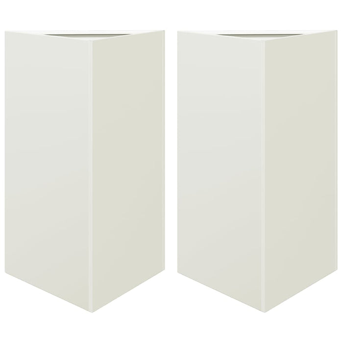 Fioriere 2 pz Bianche Triangolari 50x43x75 cm in Acciaio 851174