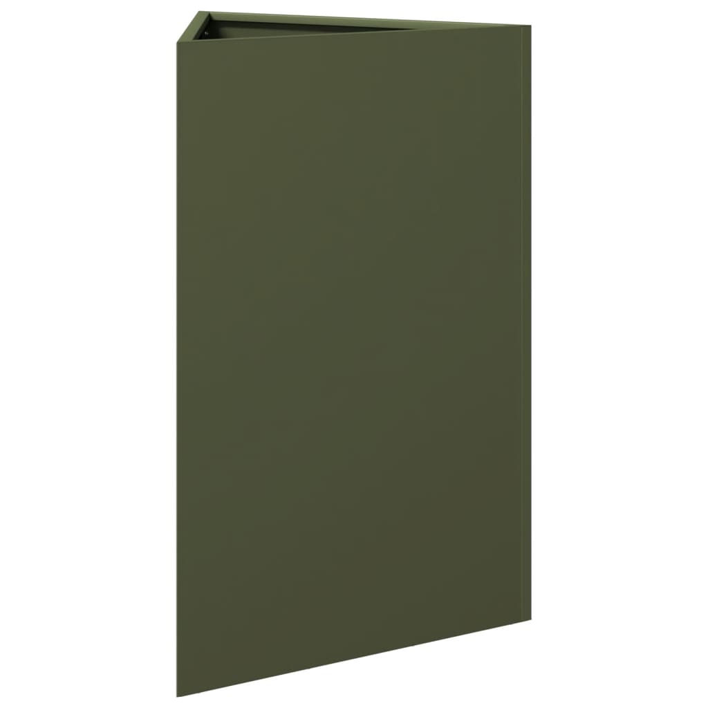 Fioriere 2 pz Verde Oliva Triangolari 50x43x75 cm in Acciaio 851178