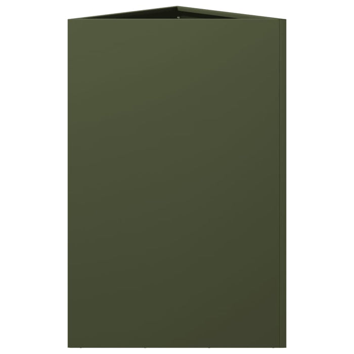 Fioriere 2 pz Verde Oliva Triangolari 50x43x75 cm in Acciaio 851178