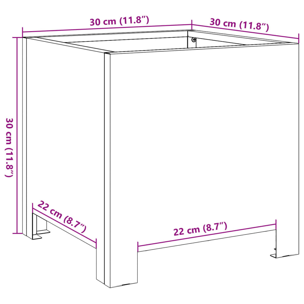 Fioriera da Giardino Bianca 30x30x30 cm in Acciaio 851187