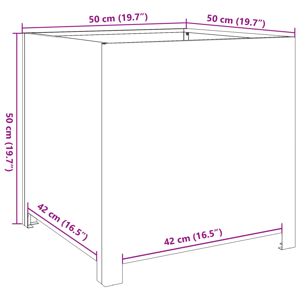 Fioriera da Giardino 50x50x50 cm in Acciaio Inox 851217