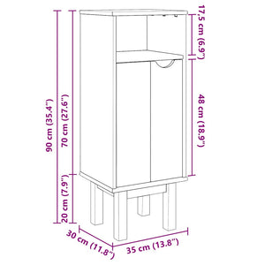 Mobile da Bagno OTTA 35x30x90 cm in Legno Massello di Pino 4013458