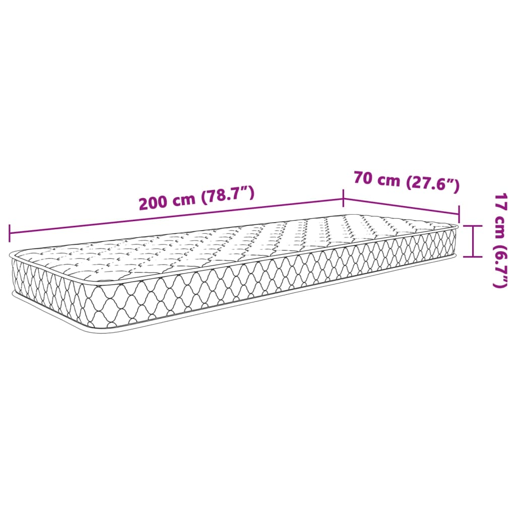 Materasso Viscoelastico Bianco 70x200x17 cm 4013415