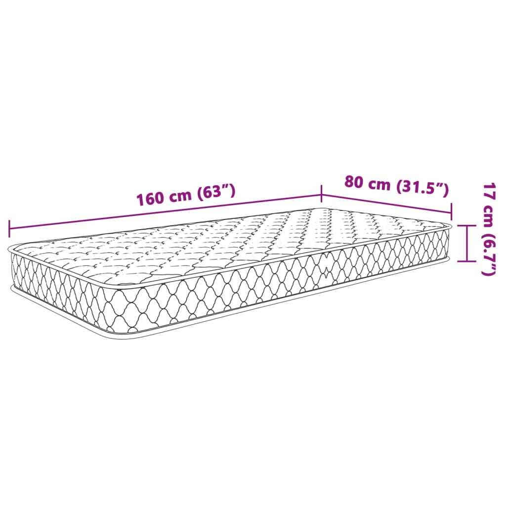 Materasso Viscoelastico Bianco 80x160x17 cm 4013416