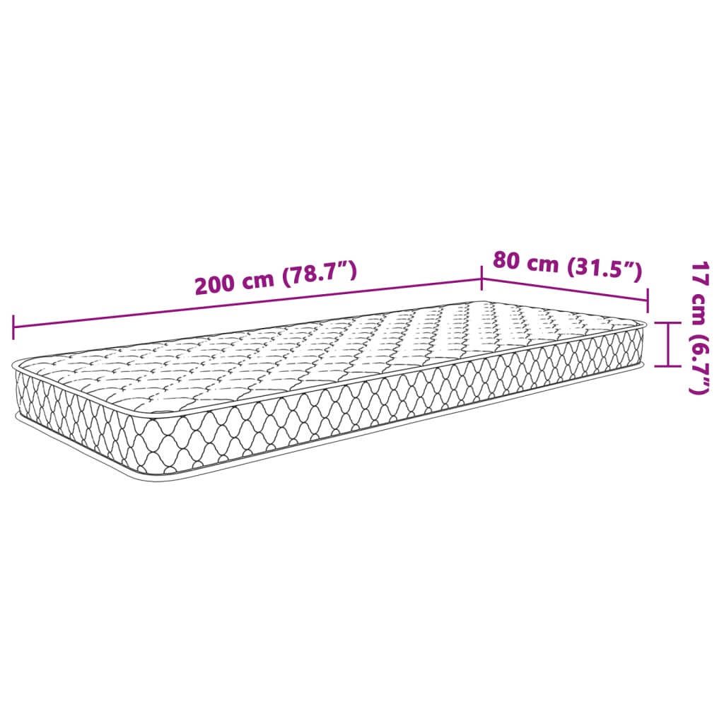 Materasso Viscoelastico Bianco 80x200x17 cm 4013417