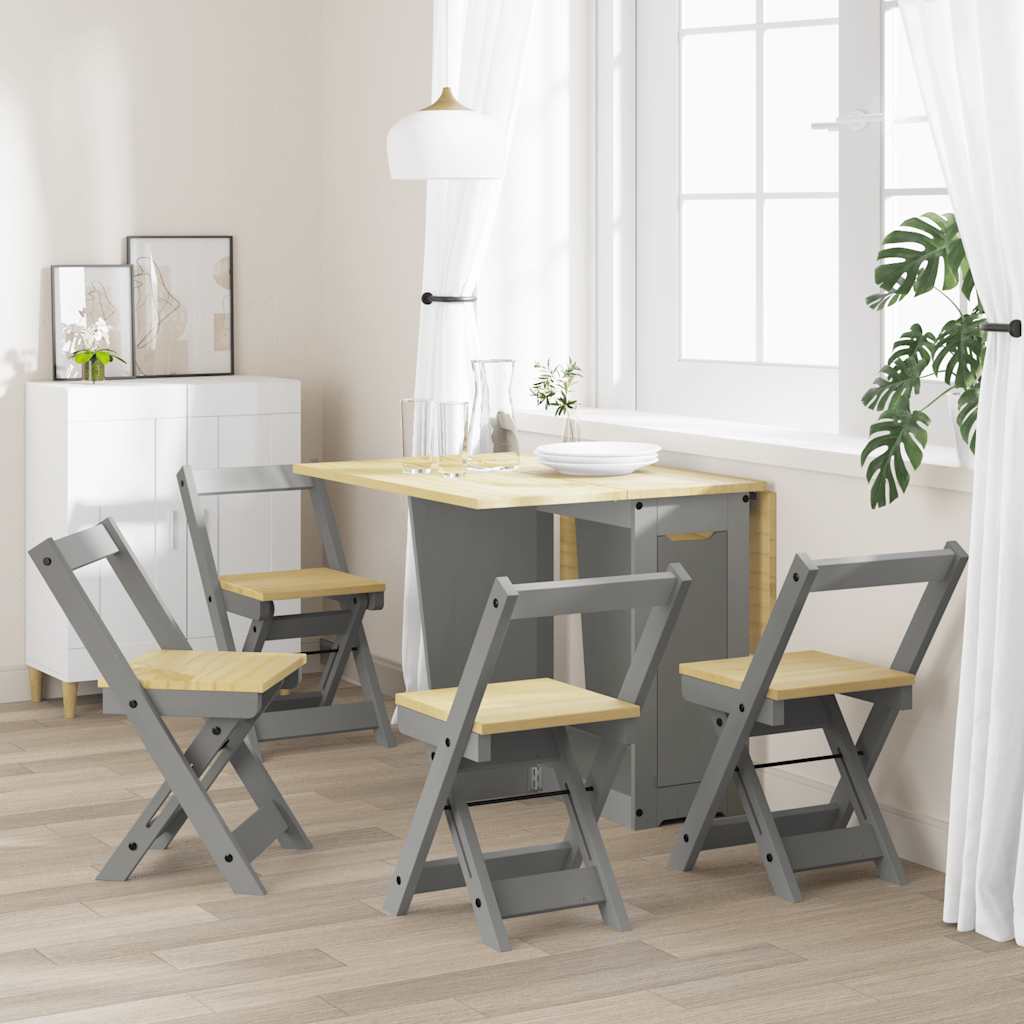 Sedie da Pranzo Pieghevoli 4 pz Corona Grigie in Legno di Pino 4013438