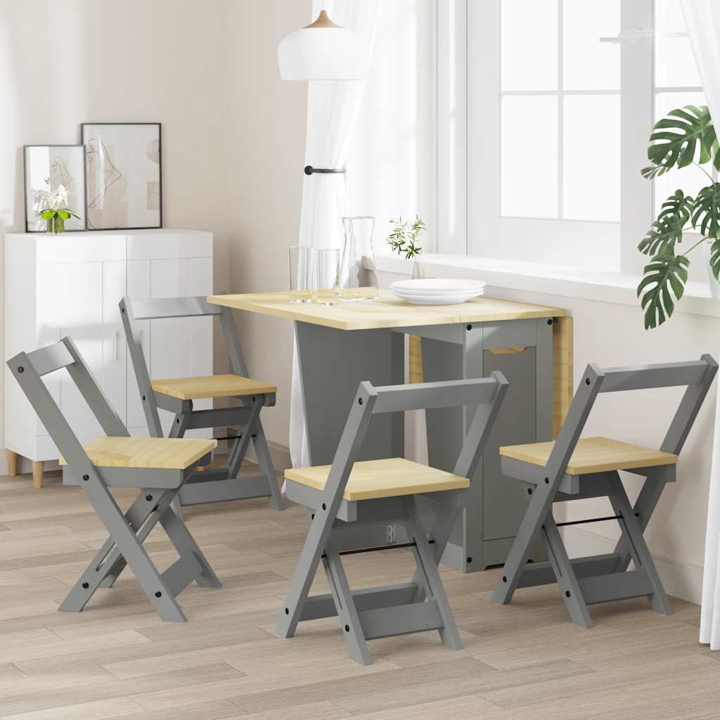 Sedie da Pranzo Pieghevoli 4 pz Corona Grigie in Legno di Pino 4013438