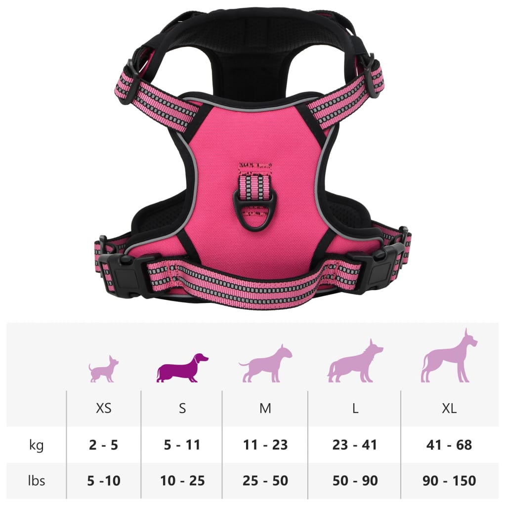 Pettorina per Cani con Strisce Riflettenti Regolabile Rosa S 4013364