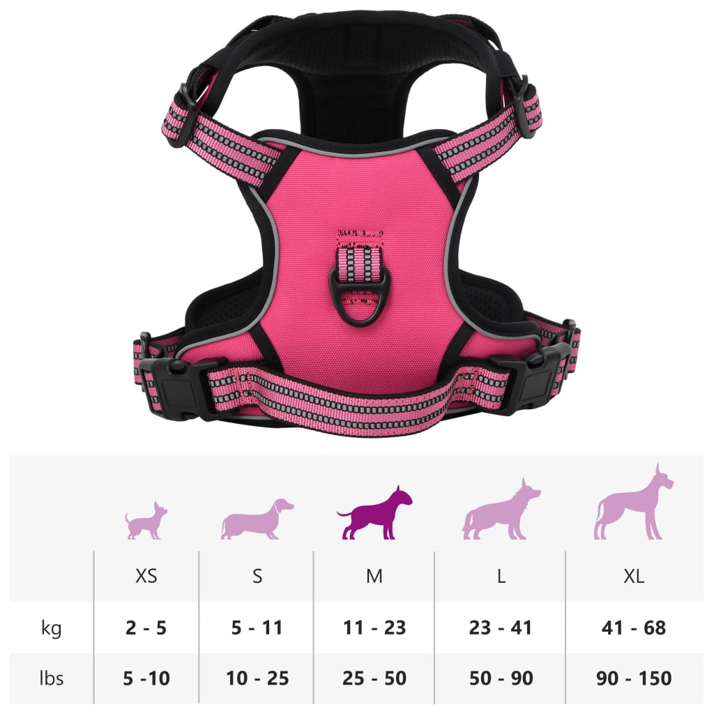 Pettorina per Cani con Strisce Riflettenti Regolabile Rosa M 4013369