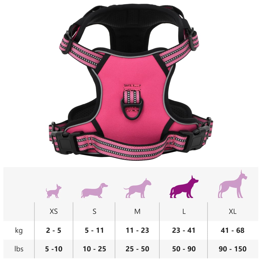 Pettorina per Cani con Strisce Riflettenti Regolabile Rosa L 4013374