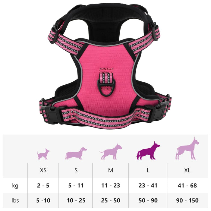 Pettorina per Cani con Strisce Riflettenti Regolabile Rosa L 4013374