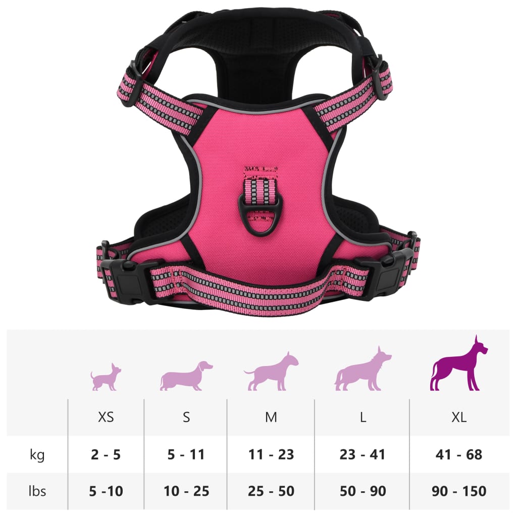 Pettorina per Cani con Strisce Riflettenti Regolabile Rosa XL 4013379