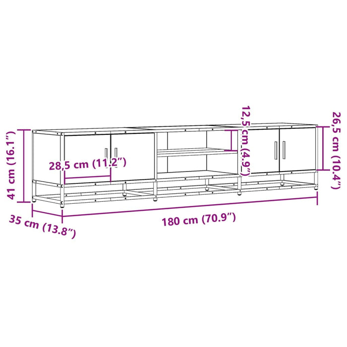 Mobile Porta TV Rovere Sonoma 180x35x41 cm in Truciolato 3300776