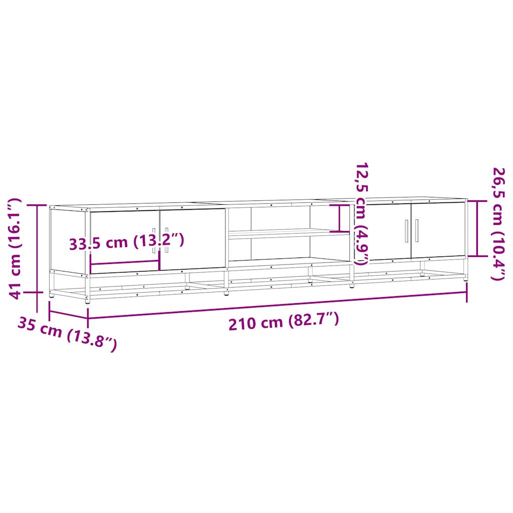 Mobile TV Rovere Fumo 210x35x41 cm in Truciolato 3300782