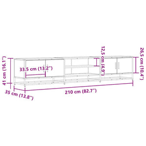 Mobile TV Rovere Fumo 210x35x41 cm in Truciolato 3300782