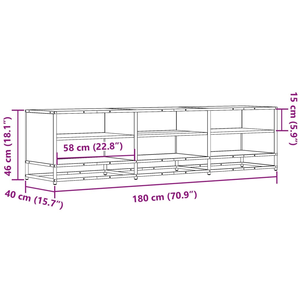 Mobile Porta TV Nero 180x40x46 cm in Legno Multistrato 3300805