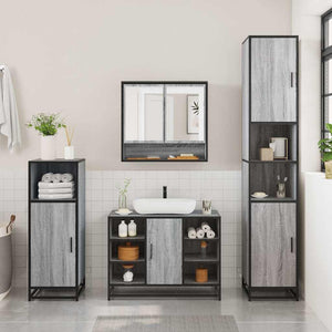 Set Mobili da Bagno 2 pz Grigio Sonoma in Legno Multistrato 3300943