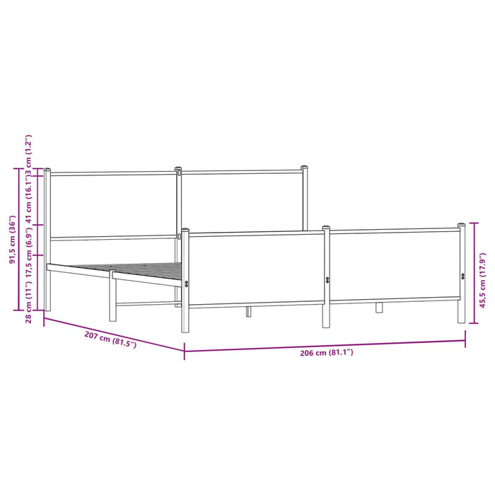 Giroletto senza Materaso in Metallo Rovere Sonoma 200x200 cm 3301367