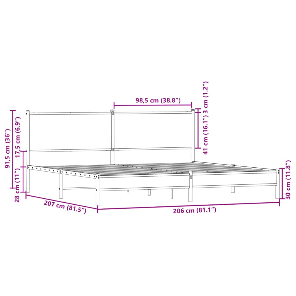 Giroletto senza Materaso in Metallo Rovere Sonoma 200x200 cm 3301398