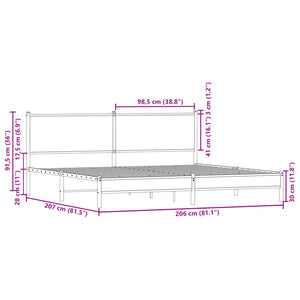 Giroletto senza Materaso in Metallo Rovere Sonoma 200x200 cm 3301398