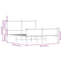 Giroletto senza Materaso in Metallo Rovere Sonoma 150x200 cm 3301399