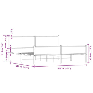 Giroletto senza Materaso in Metallo Rovere Sonoma 200x200 cm 3301404