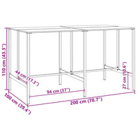 Tavolo da Bar Nero 200x100x110 cm Acciaio Verniciato a Polvere 3301419